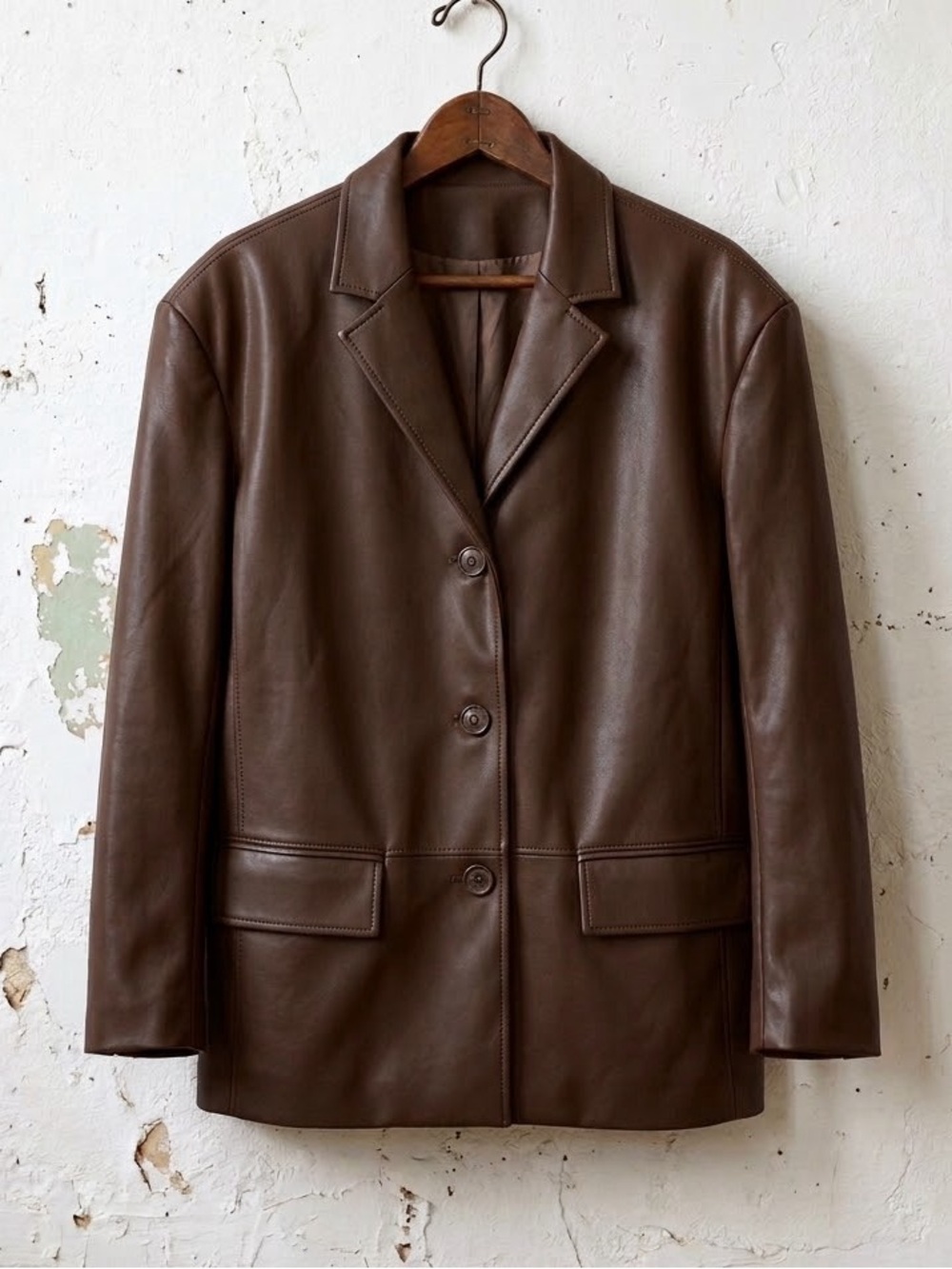 Revolve/Maude Club Brown VeganLeather Blazer Jacket -Size M